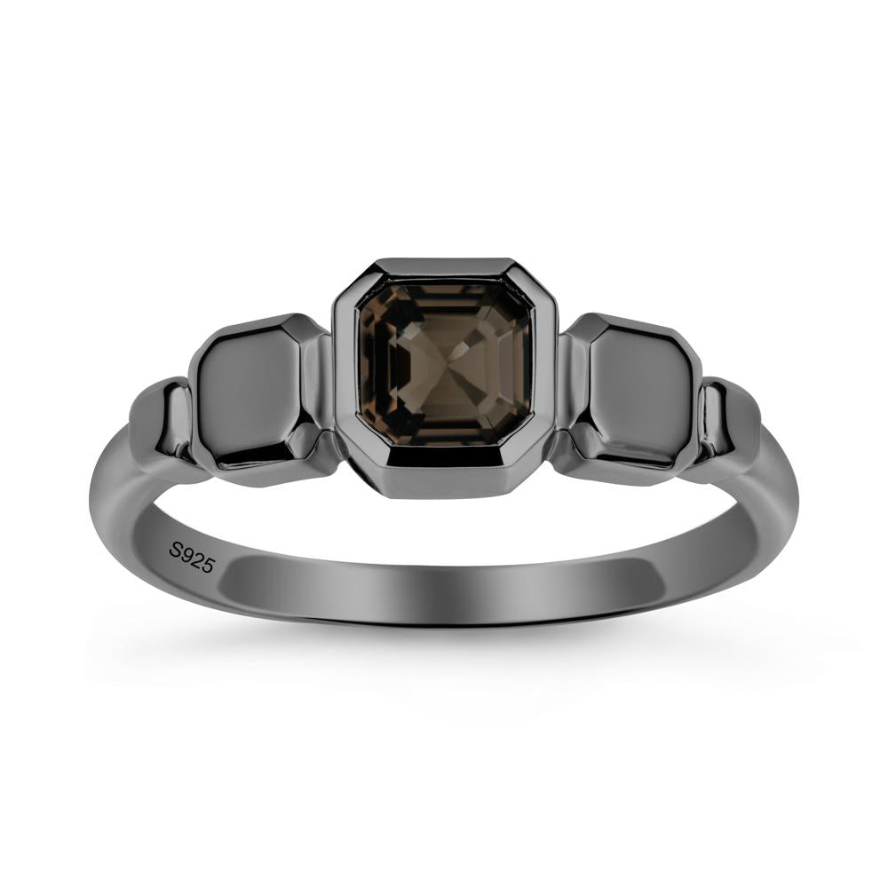 Geometric Ascher Smoky Quartz Ring - LUO Jewelry #metal_black finish sterling silver