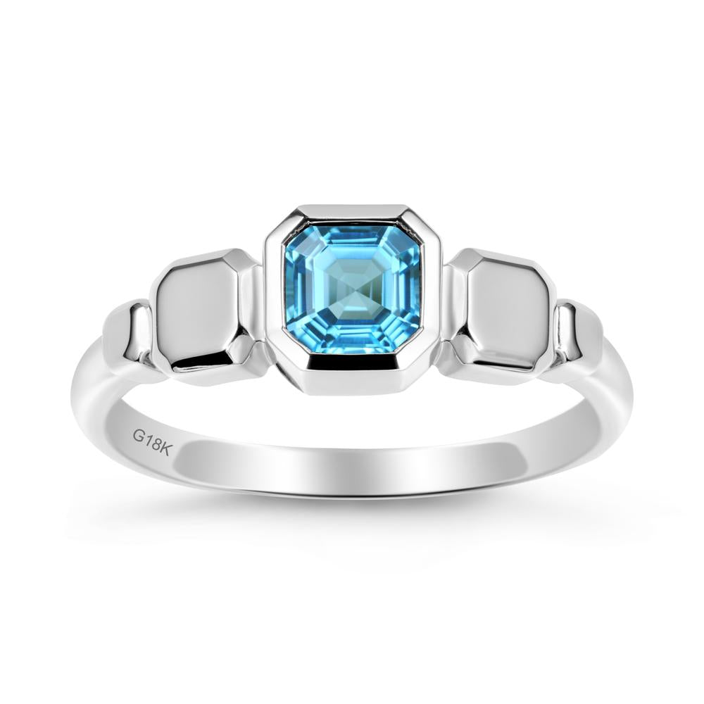 Unique Ascher Swiss Blue Topaz Ring - LUO Jewelry #metal_18k white gold