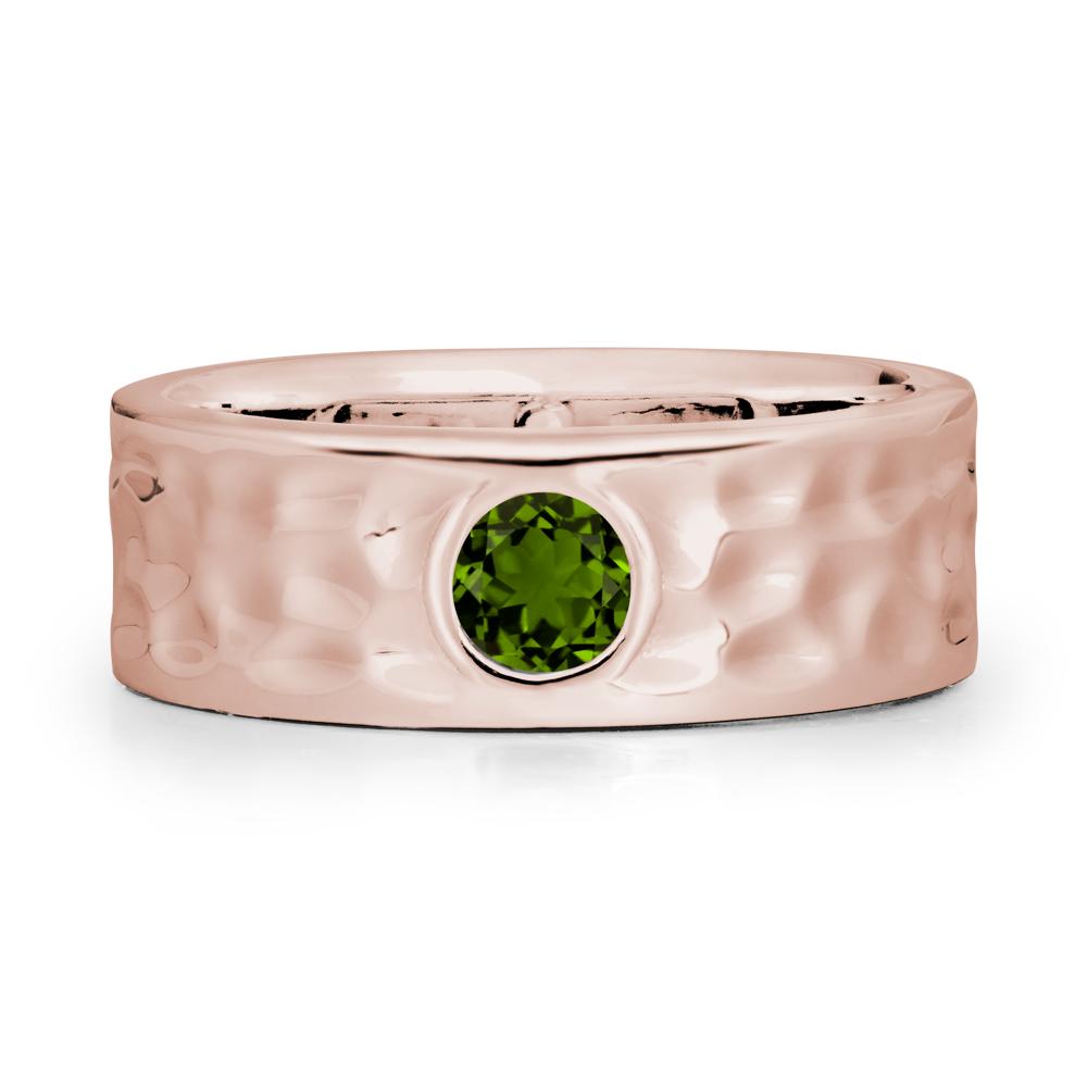 Men Wide Band Hammered Diopside Ring - LUO Jewelry #metal_14k rose gold
