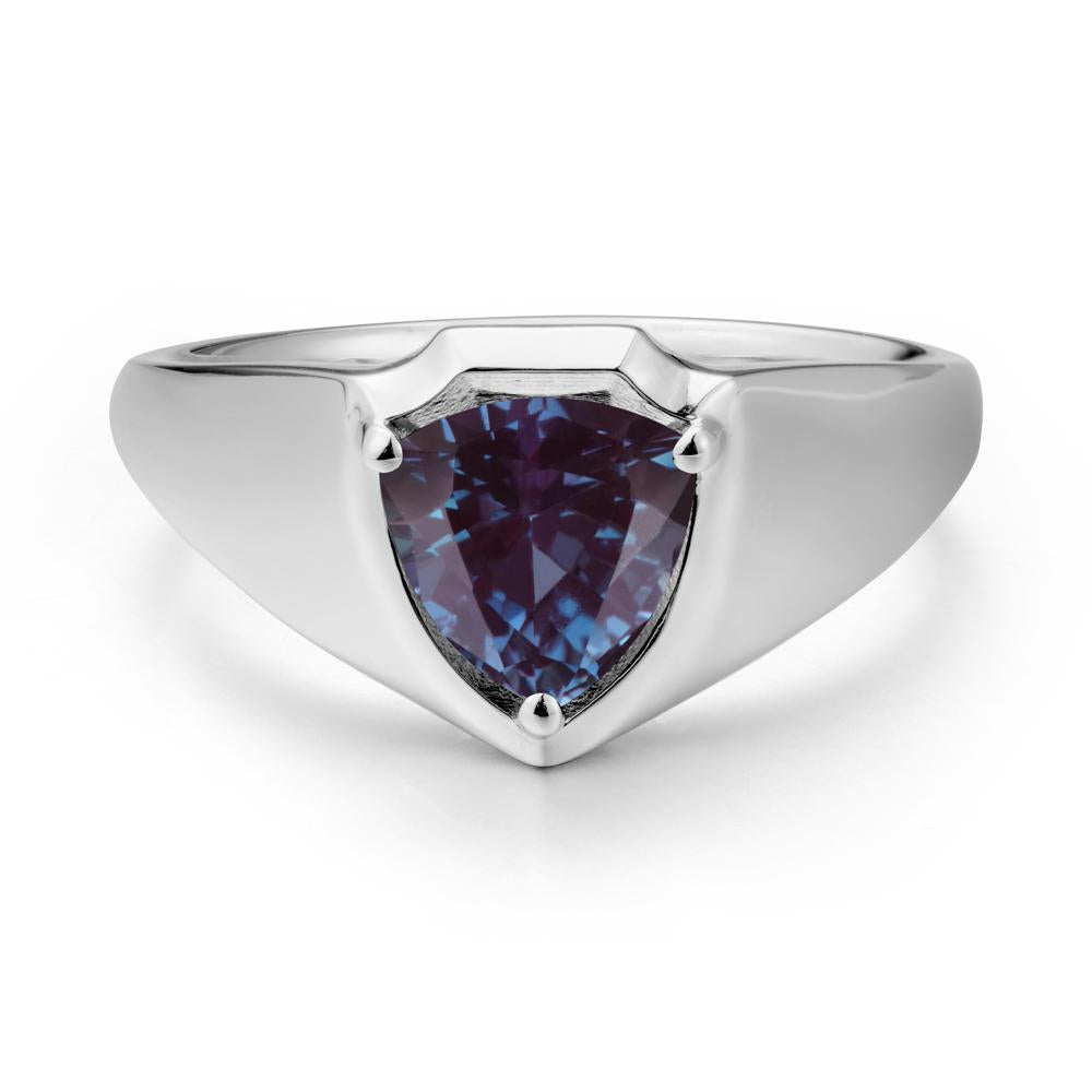 Men Wide Band Shield Alexandrite Ring - LUO Jewelry #metal_sterling silver