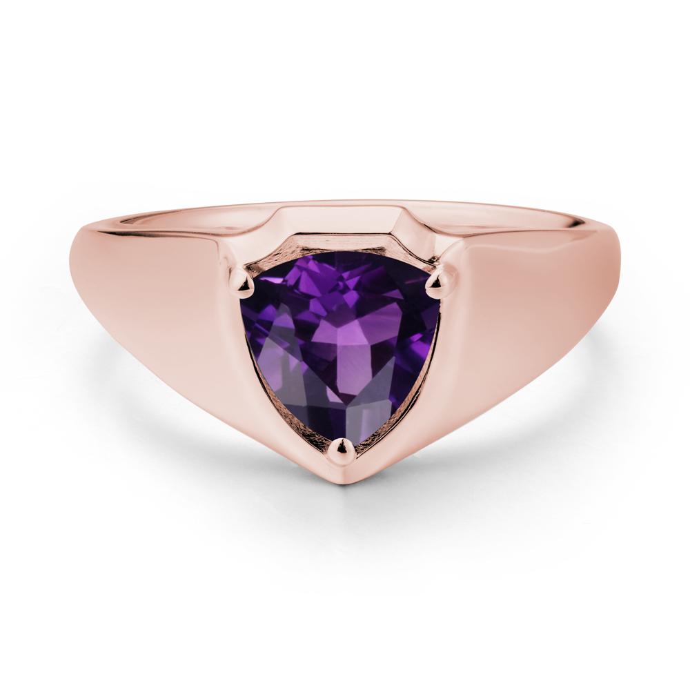 Wide Band Amethyst Shield Ring - LUO Jewelry #metal_18k rose gold