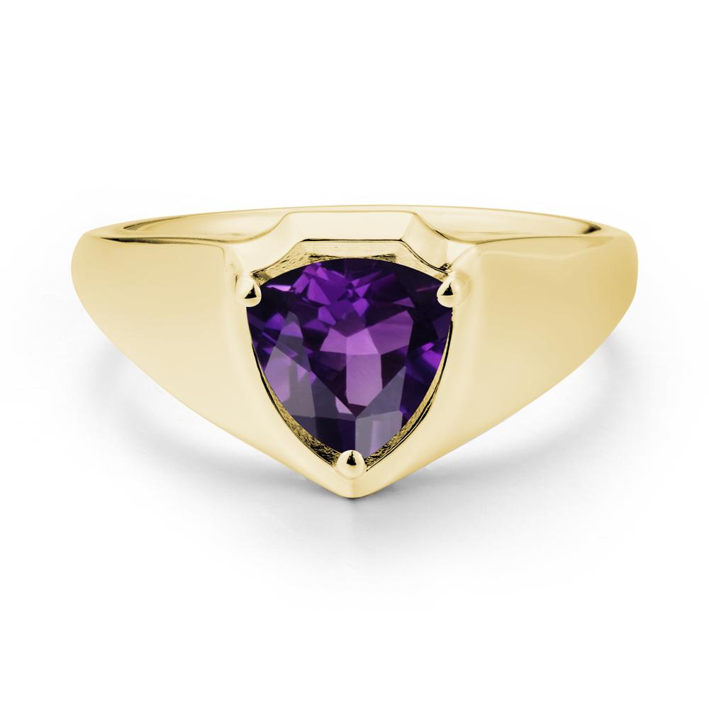 Wide Band Amethyst Shield Ring - LUO Jewelry #metal_18k yellow gold