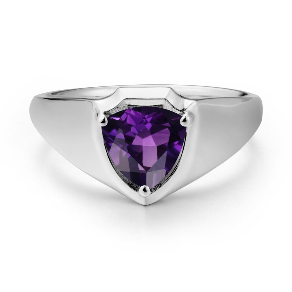 Wide Band Amethyst Shield Ring - LUO Jewelry #metal_sterling silver