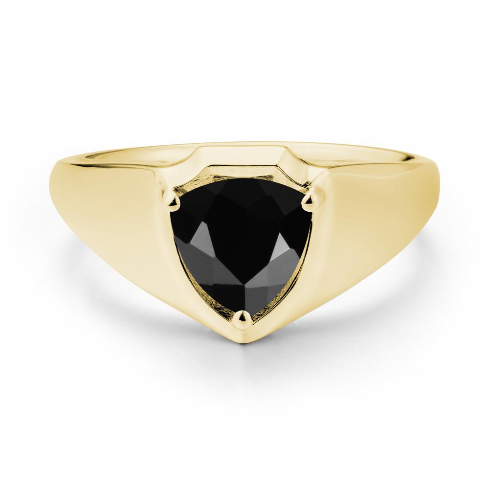 Wide Band Black Spinel Shield Ring - LUO Jewelry #metal_18k yellow gold