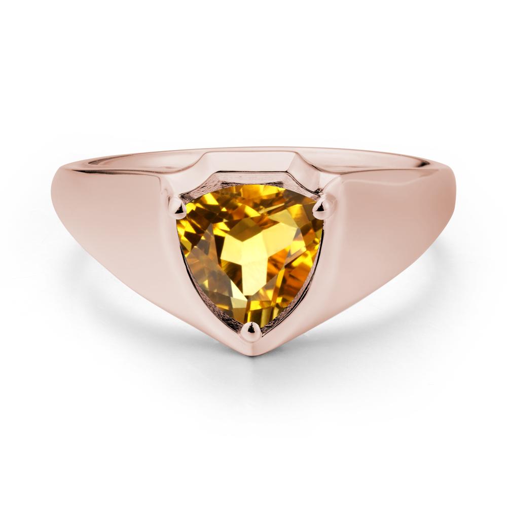 Men Wide Band Shield Citrine Ring - LUO Jewelry #metal_14k rose gold