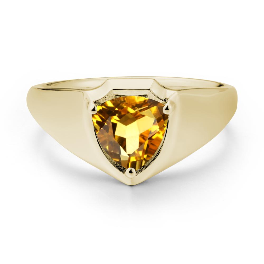 Men Wide Band Shield Citrine Ring - LUO Jewelry #metal_14k yellow gold