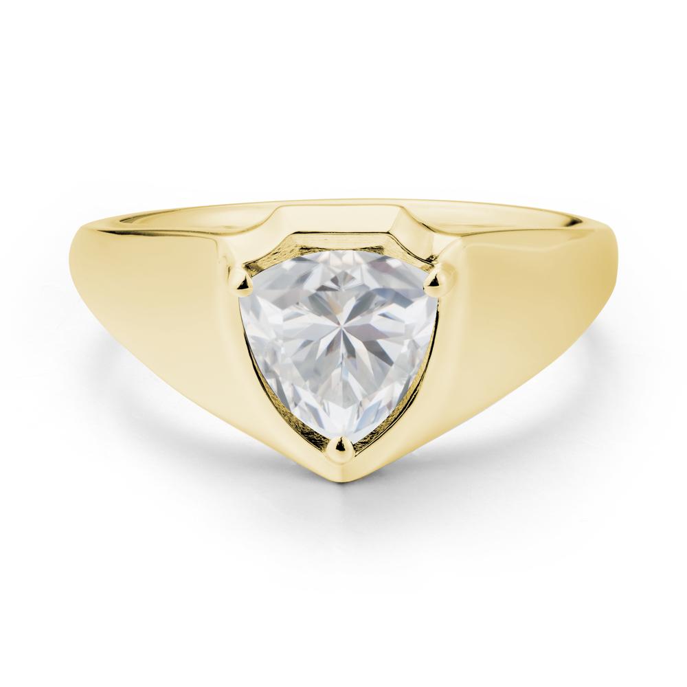 Wide Band Cubic Zirconia Shield Ring - LUO Jewelry #metal_18k yellow gold