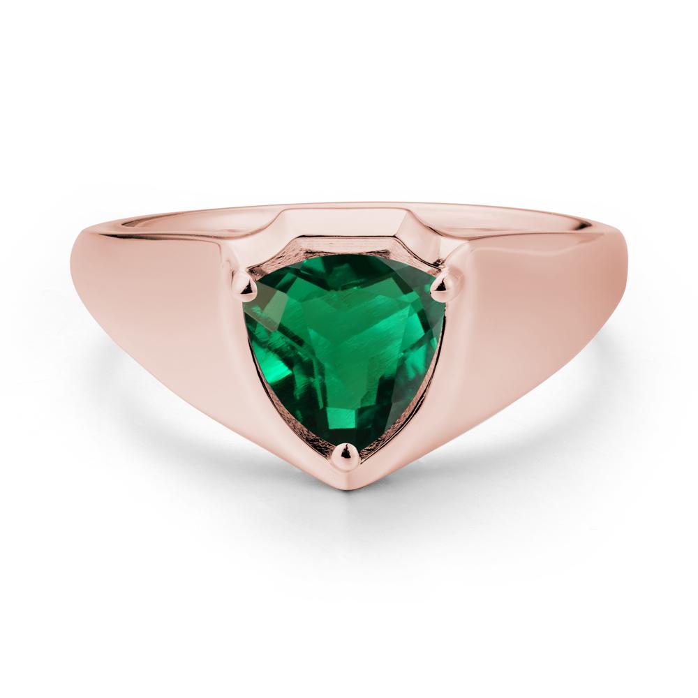 Wide Band Emerald Shield Ring - LUO Jewelry #metal_18k rose gold