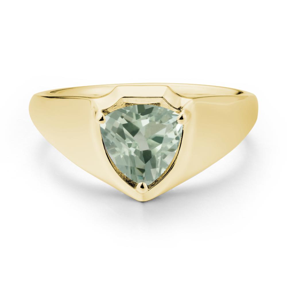 Wide Band Green Amethyst Shield Ring - LUO Jewelry #metal_18k yellow gold