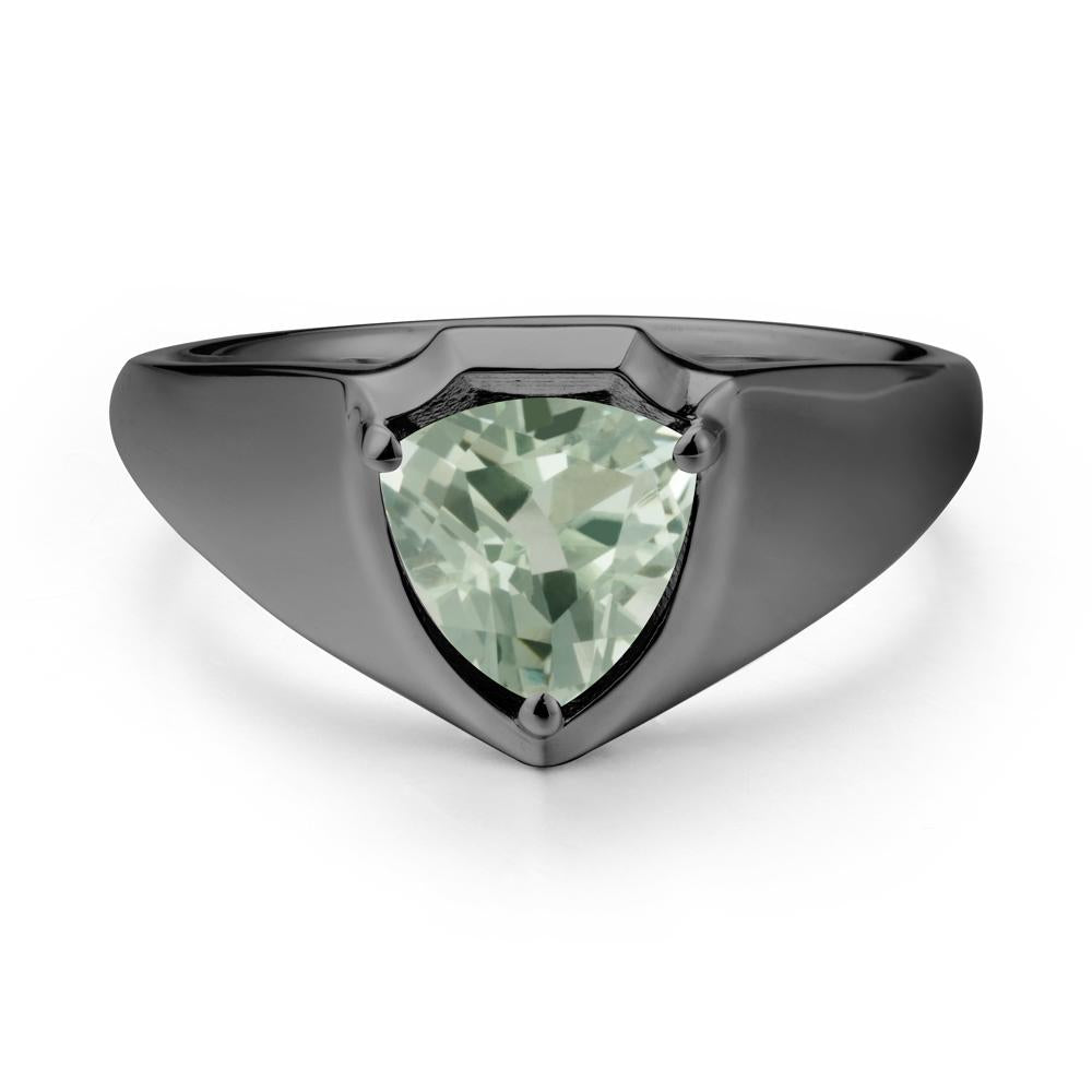 Wide Band Green Amethyst Shield Ring - LUO Jewelry #metal_black finish sterling silver