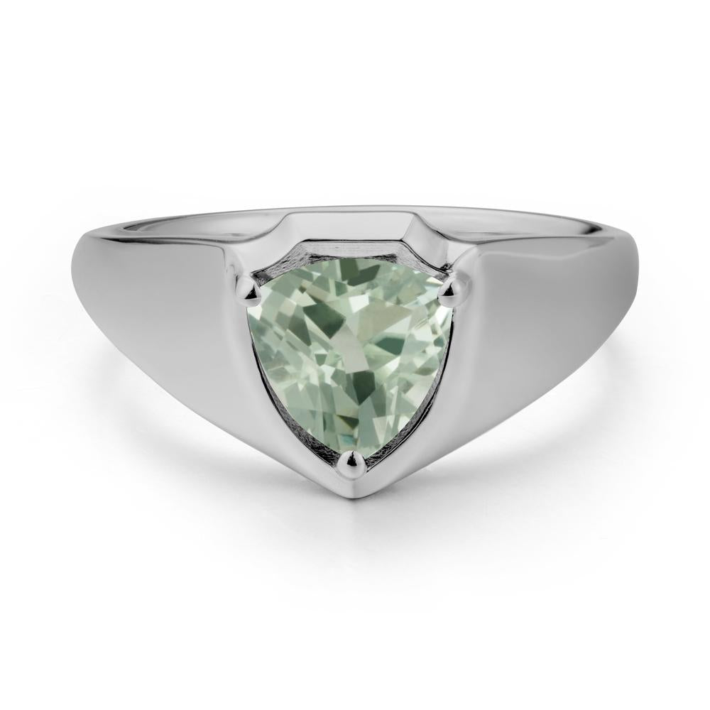 Wide Band Green Amethyst Shield Ring - LUO Jewelry #metal_platinum