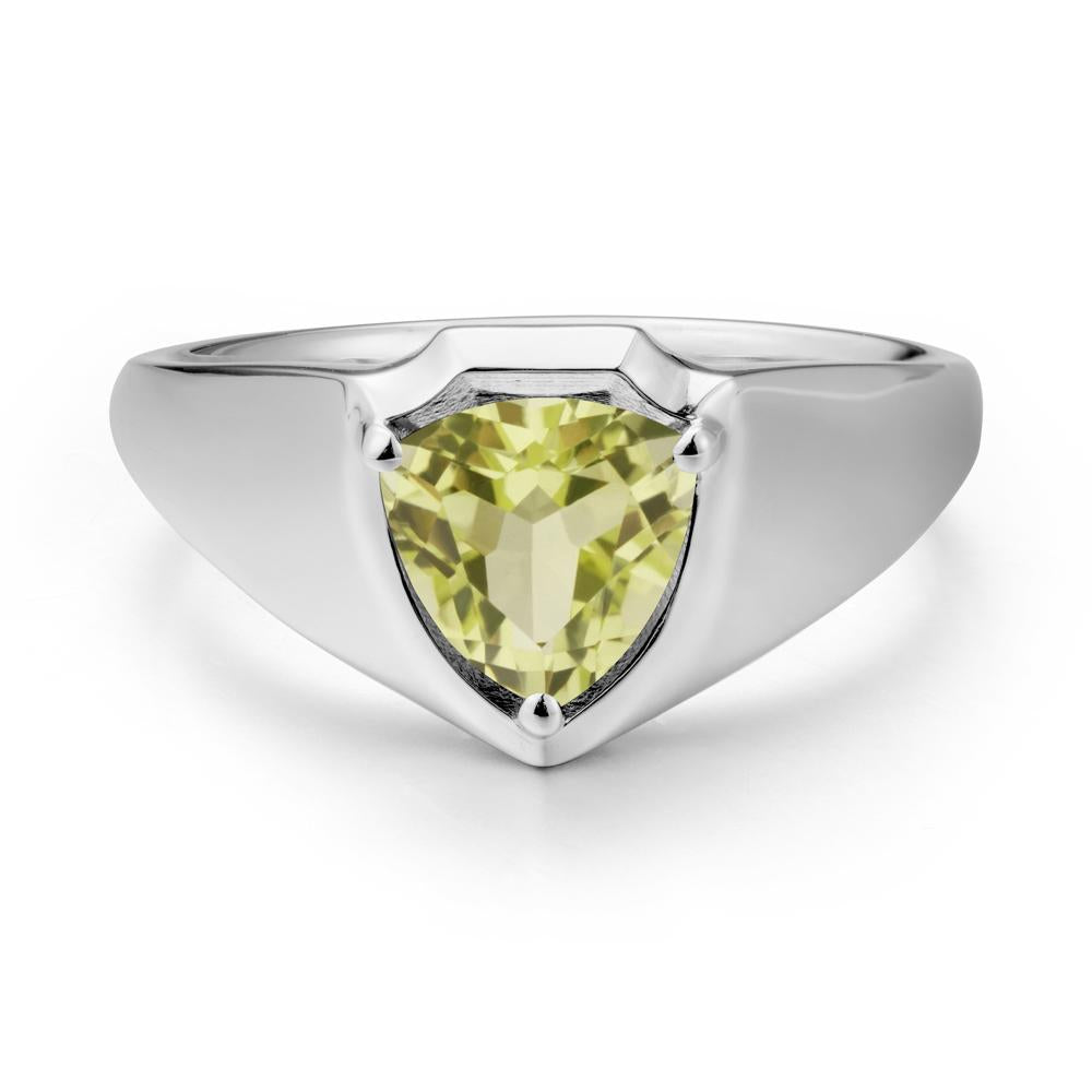 Wide Band Lemon Quartz Shield Ring - LUO Jewelry #metal_18k white gold