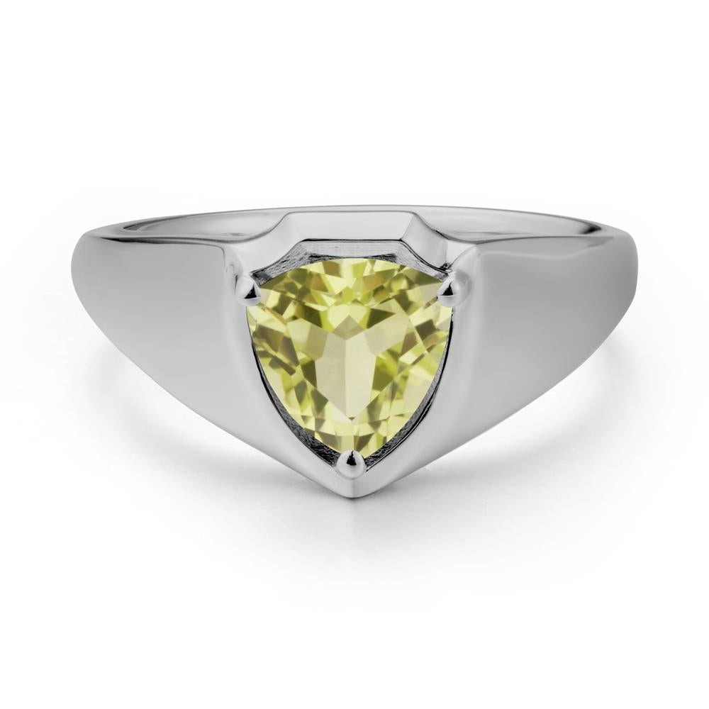 Wide Band Lemon Quartz Shield Ring - LUO Jewelry #metal_platinum