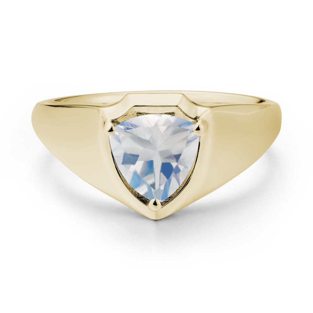 Wide Band Moonstone Shield Ring - LUO Jewelry #metal_14k yellow gold