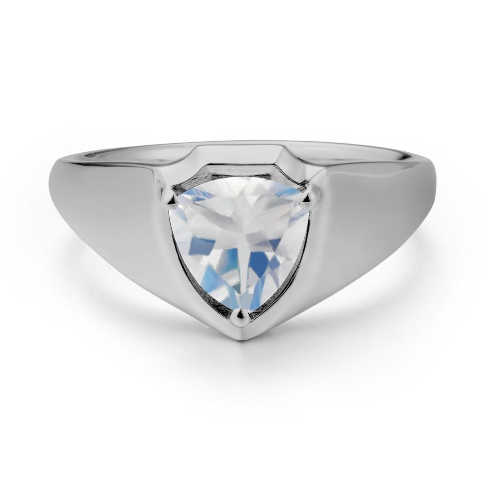 Wide Band Moonstone Shield Ring - LUO Jewelry #metal_platinum