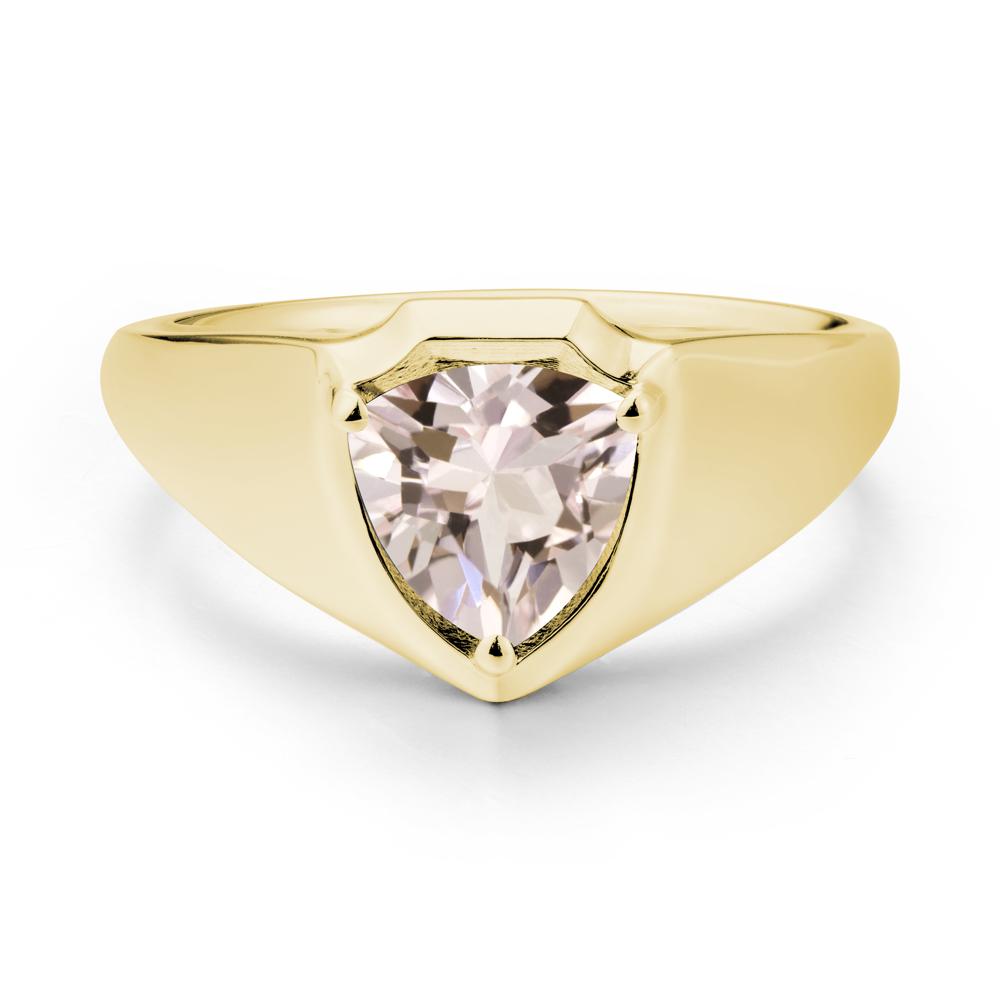 Men Wide Band Shield Morganite Ring - LUO Jewelry #metal_18k yellow gold