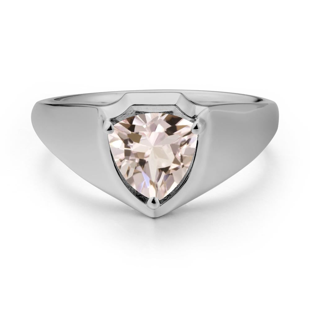 Men Wide Band Shield Morganite Ring - LUO Jewelry #metal_platinum