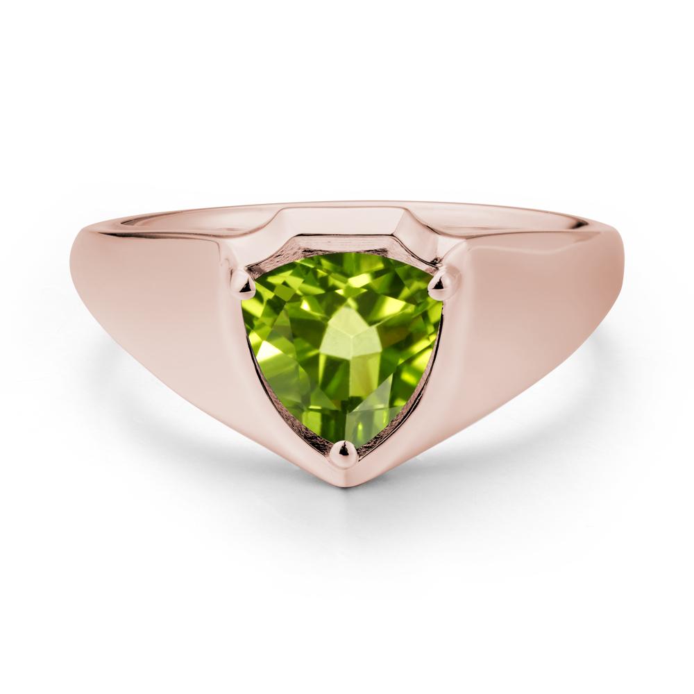 Wide Band Peridot Shield Ring - LUO Jewelry #metal_14k rose gold