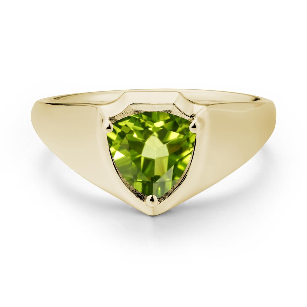 Wide Band Peridot Shield Ring - LUO Jewelry #metal_14k yellow gold
