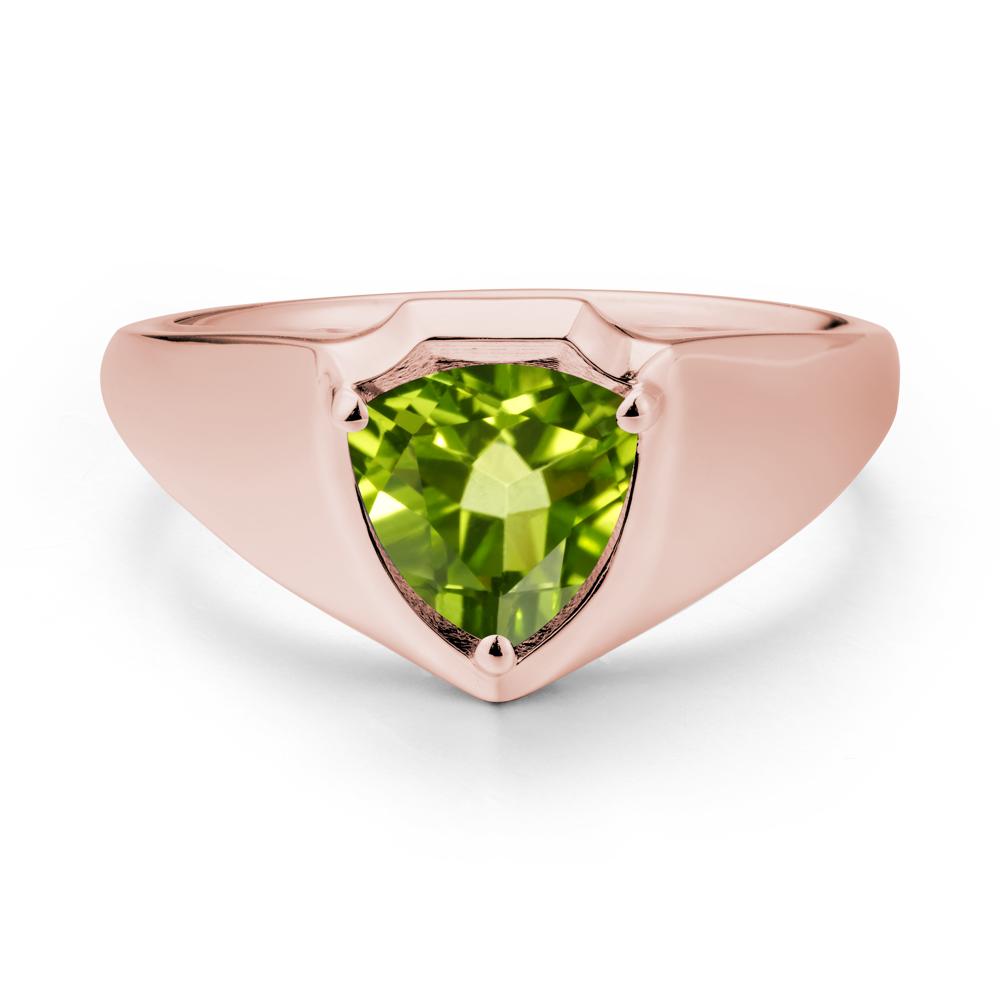 Wide Band Peridot Shield Ring - LUO Jewelry #metal_18k rose gold