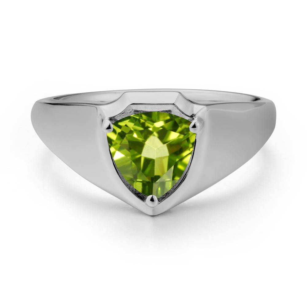 Wide Band Peridot Shield Ring - LUO Jewelry #metal_platinum