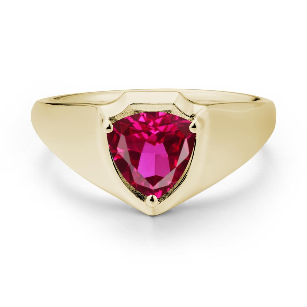 Wide Band Ruby Shield Ring - LUO Jewelry #metal_14k yellow gold