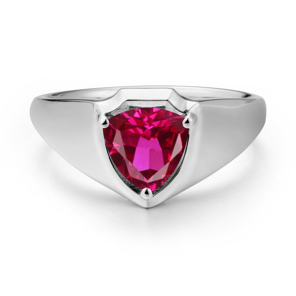 Wide Band Ruby Shield Ring - LUO Jewelry #metal_18k white gold