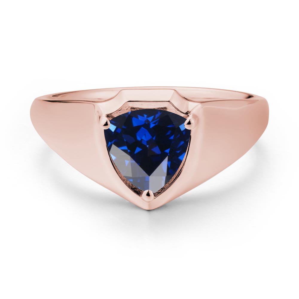 Men Wide Band Shield Sapphire Ring - LUO Jewelry #metal_18k rose gold