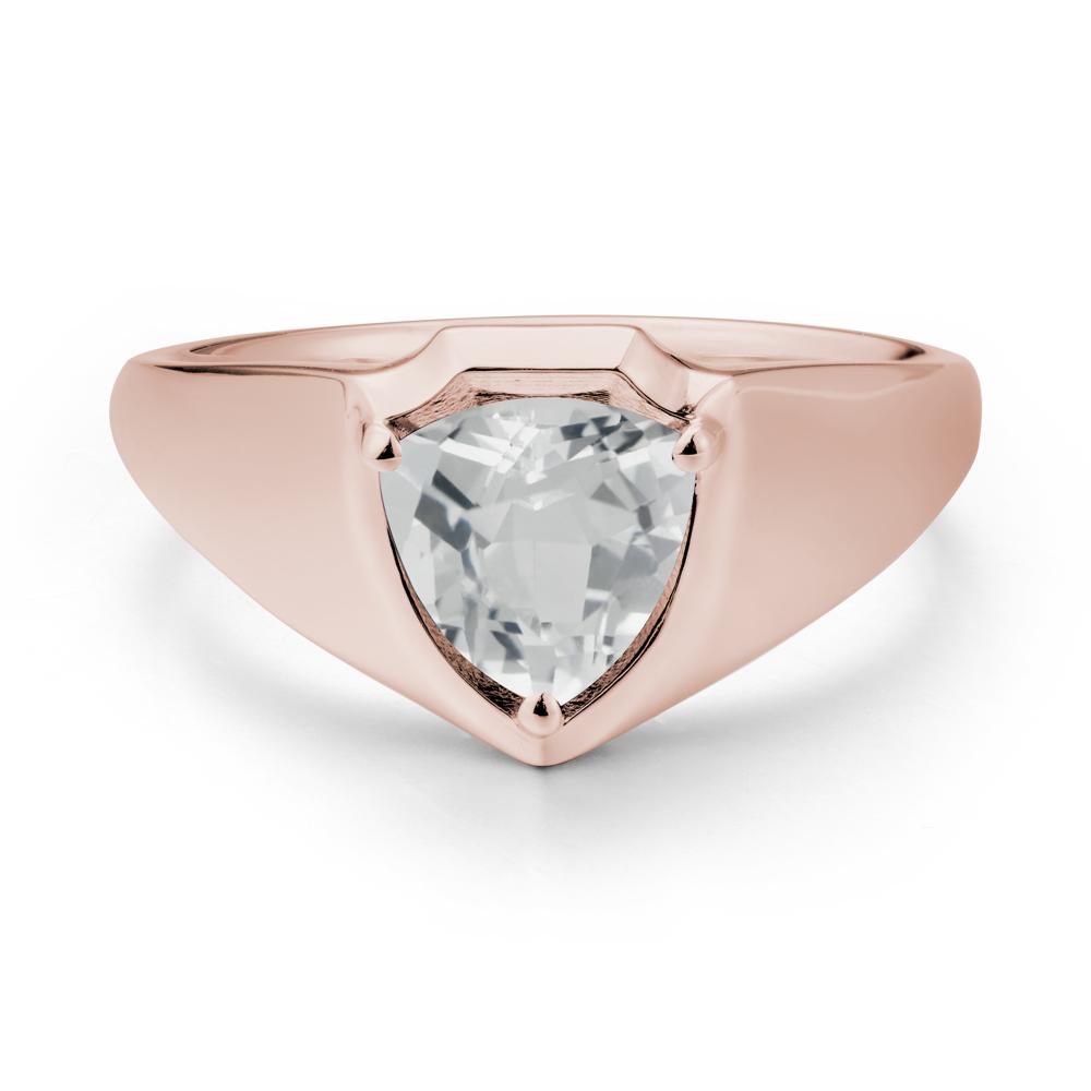 Wide Band White Topaz Shield Ring - LUO Jewelry #metal_14k rose gold
