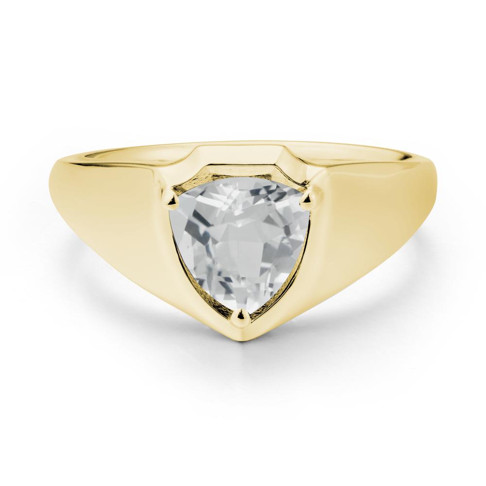 Wide Band White Topaz Shield Ring - LUO Jewelry #metal_18k yellow gold