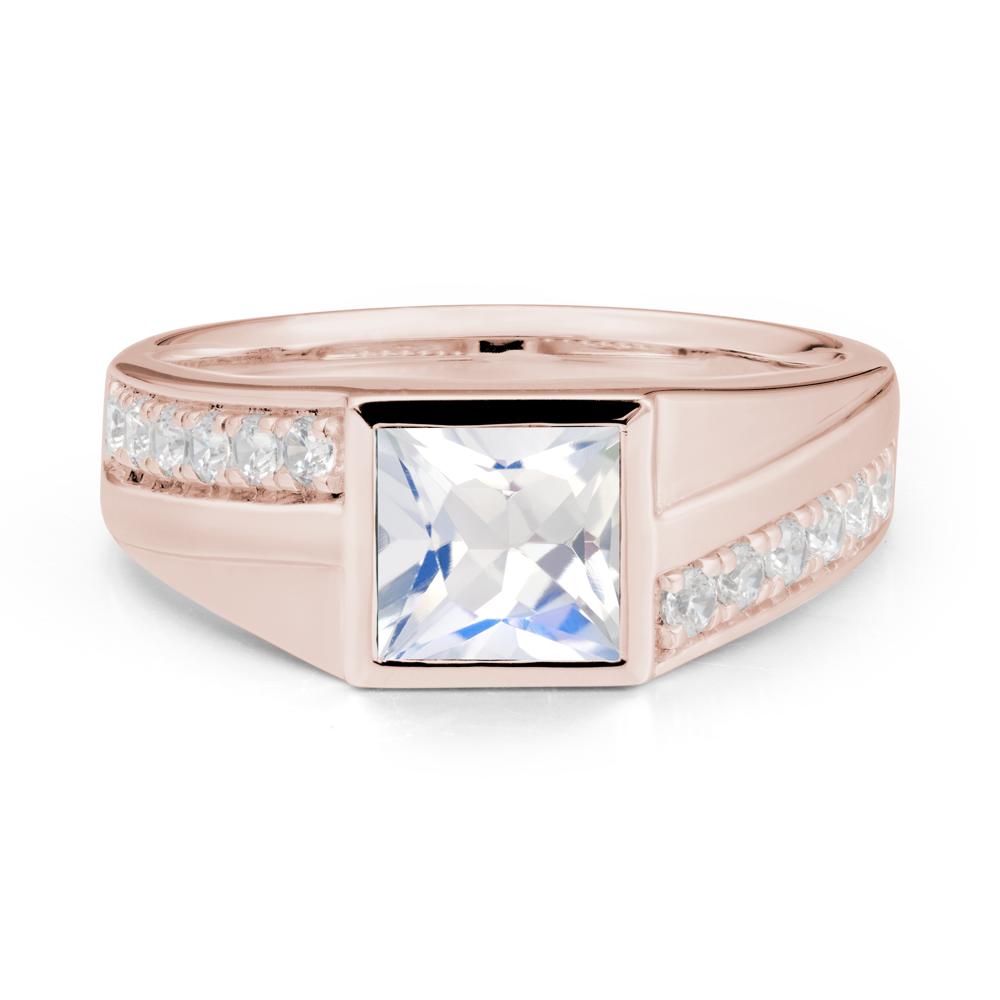 Wide Band Princess Moonstone Ring - LUO Jewelry #metal_14k rose gold