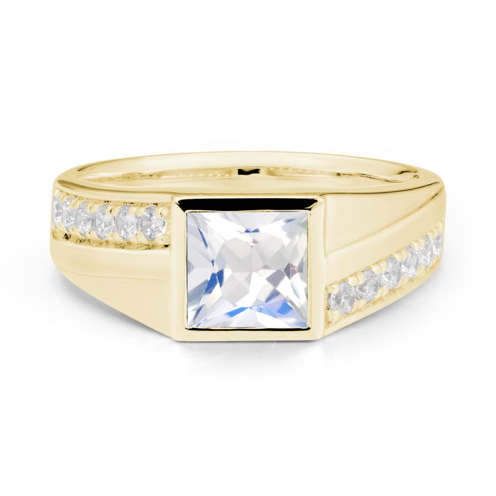 Wide Band Princess Moonstone Ring - LUO Jewelry #metal_18k yellow gold