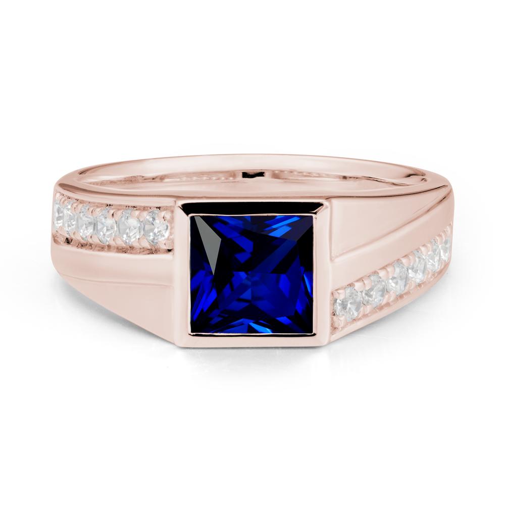 Wide Band Princess Sapphire Ring - LUO Jewelry #metal_14k rose gold
