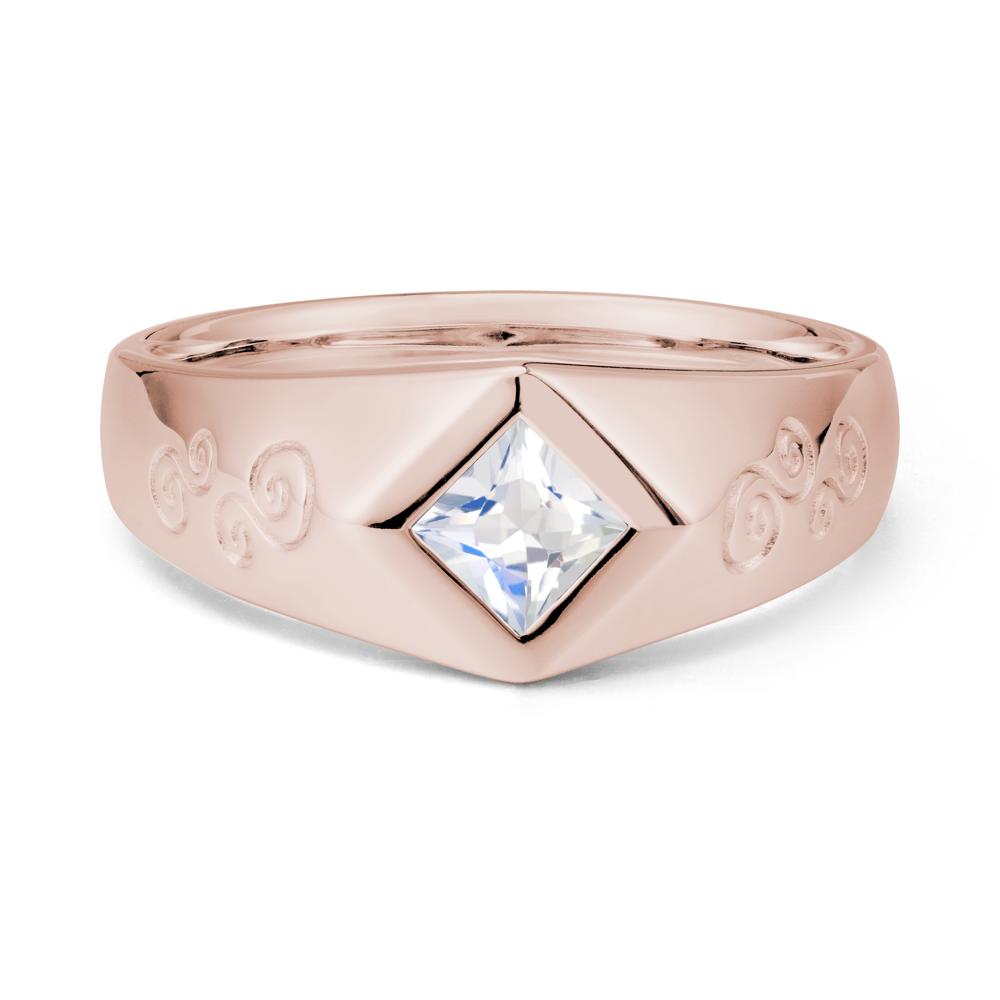 Wide Band Moonstone Swirl Engraved Ring - LUO Jewelry #metal_14k rose gold