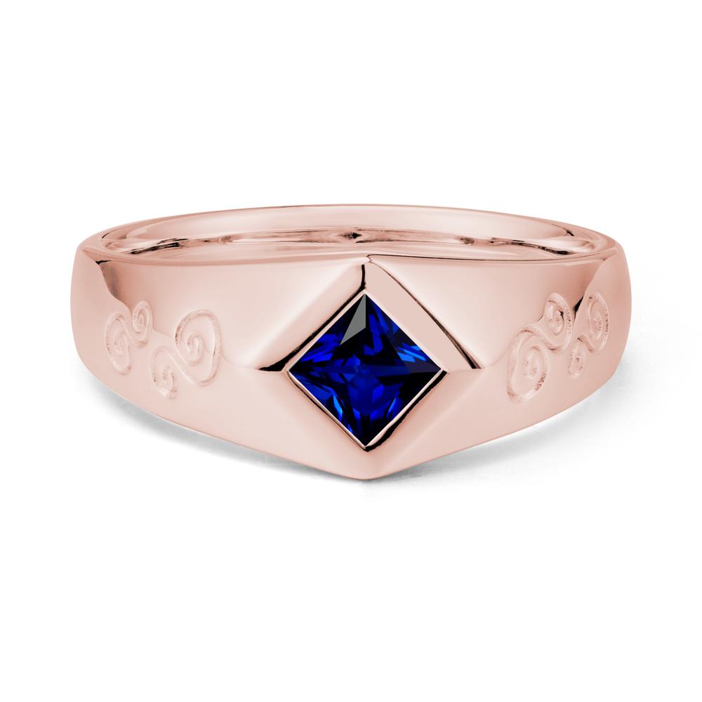 Wide Band Sapphire Swirl Engraved Ring - LUO Jewelry #metal_18k rose gold