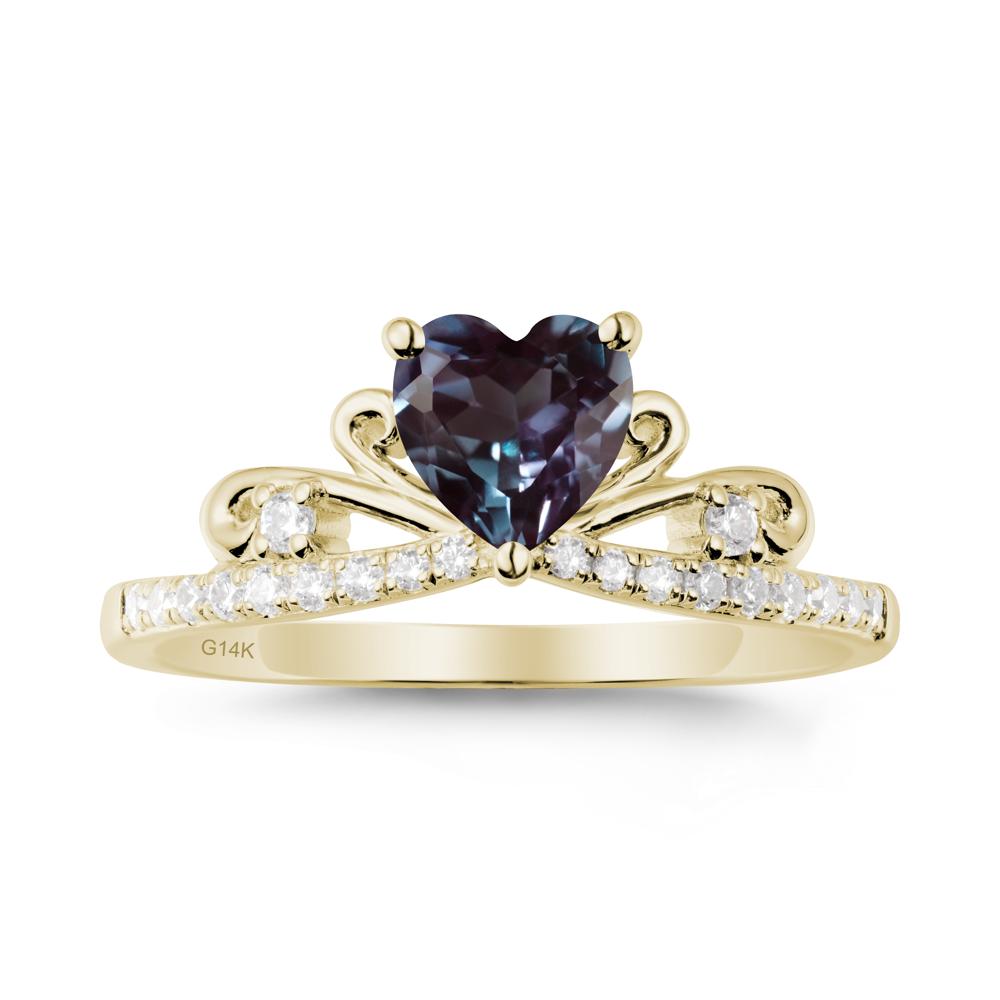 Bowknot Heart Shaped Alexandrite Promise Ring - LUO Jewelry #metal_14k yellow gold
