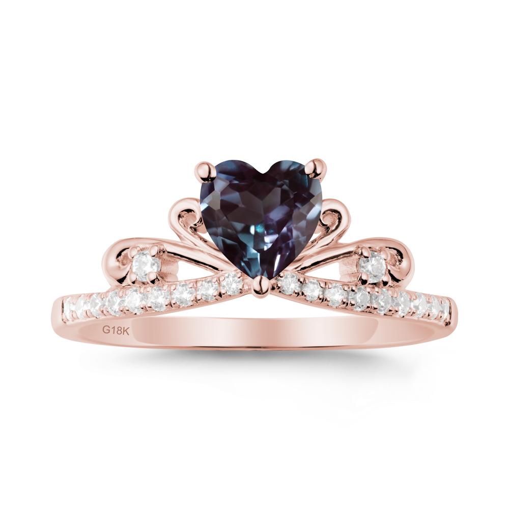 Bowknot Heart Shaped Alexandrite Promise Ring - LUO Jewelry #metal_18k rose gold