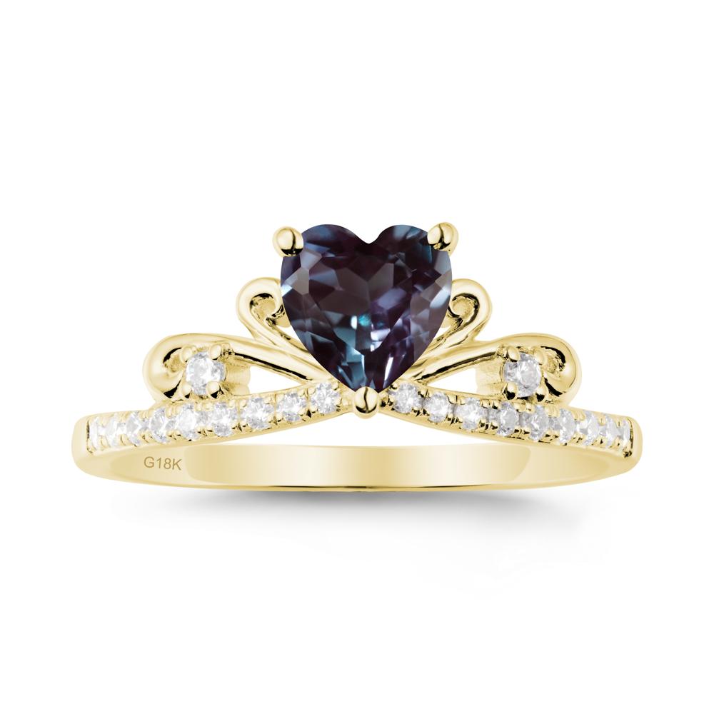 Bowknot Heart Shaped Alexandrite Promise Ring - LUO Jewelry #metal_18k yellow gold
