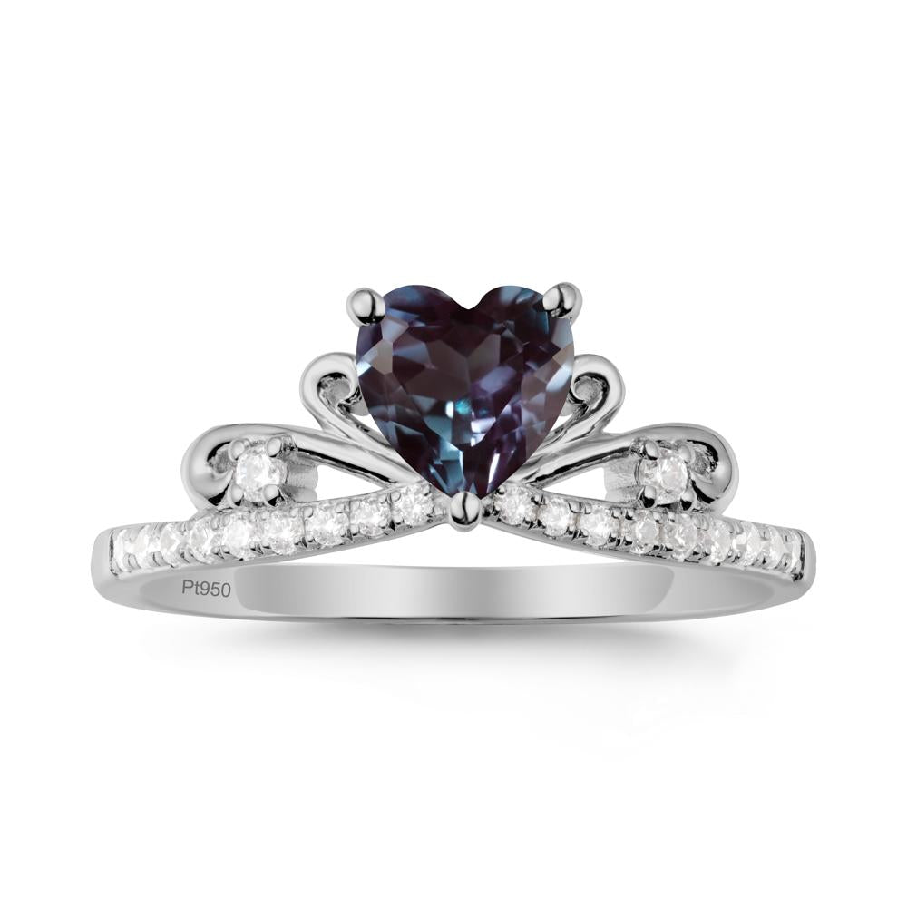 Bowknot Heart Shaped Alexandrite Promise Ring - LUO Jewelry #metal_platinum