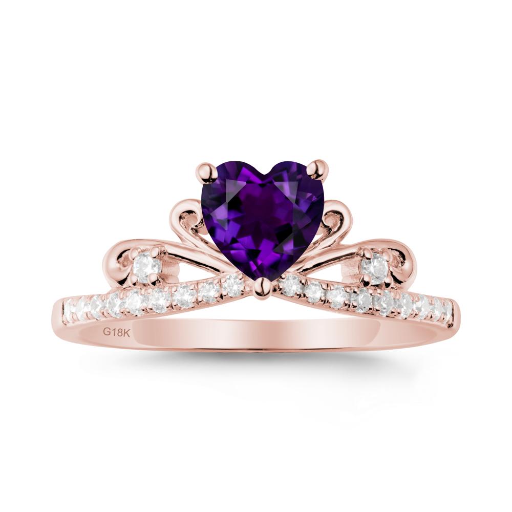 Bowknot Pave Band Amethyst Engagement Ring - LUO Jewelry #metal_18k rose gold