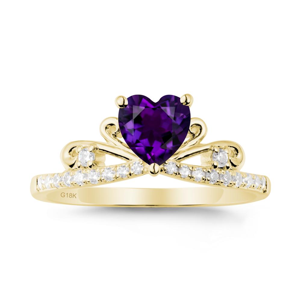 Bowknot Pave Band Amethyst Engagement Ring - LUO Jewelry #metal_18k yellow gold