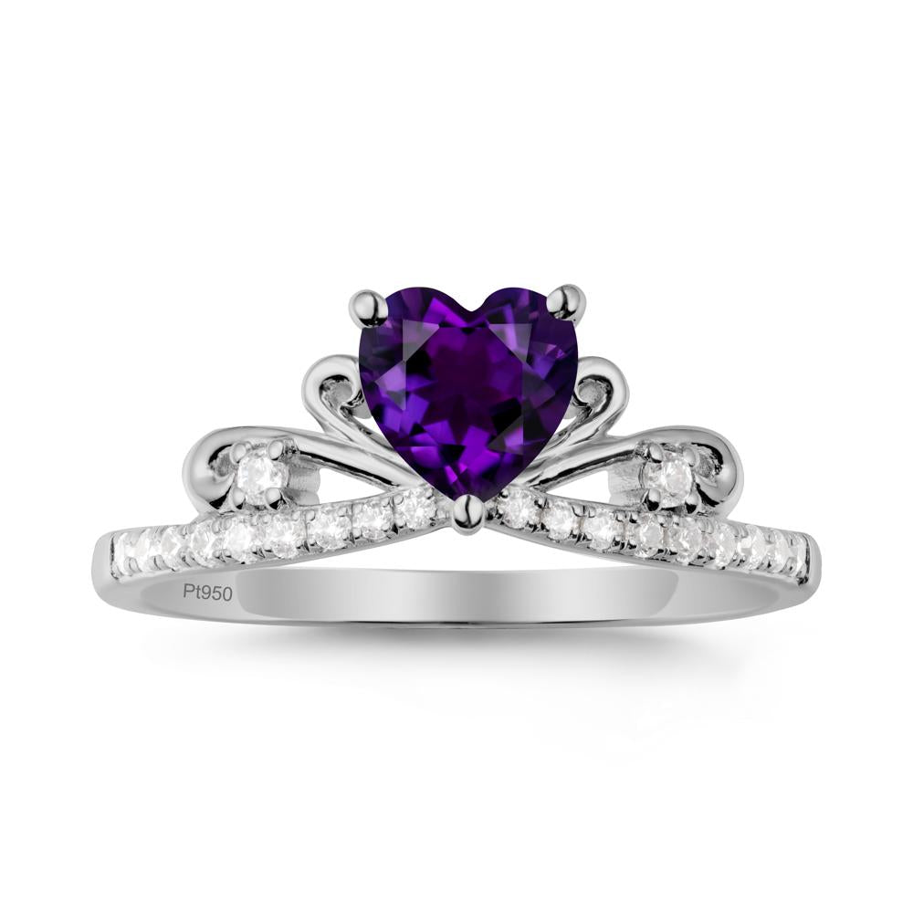Bowknot Pave Band Amethyst Engagement Ring - LUO Jewelry #metal_platinum