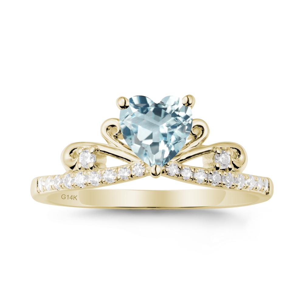 Bowknot Heart Shaped Aquamarine Promise Ring - LUO Jewelry #metal_14k yellow gold