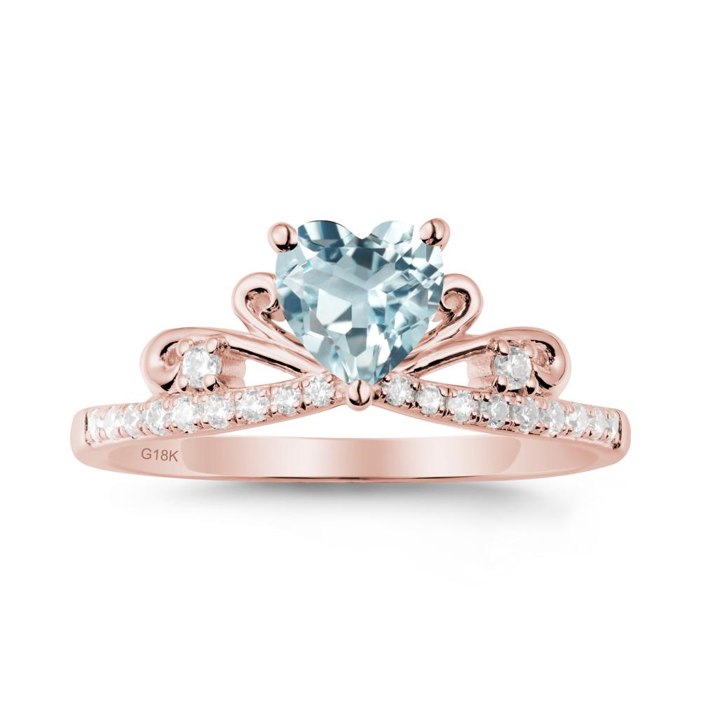 Bowknot Heart Shaped Aquamarine Promise Ring - LUO Jewelry #metal_18k rose gold