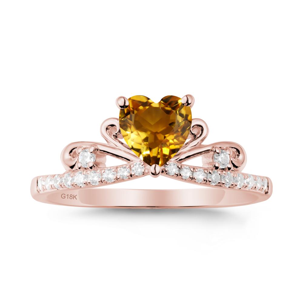 Bowknot Heart Shaped Citrine Promise Ring - LUO Jewelry #metal_18k rose gold