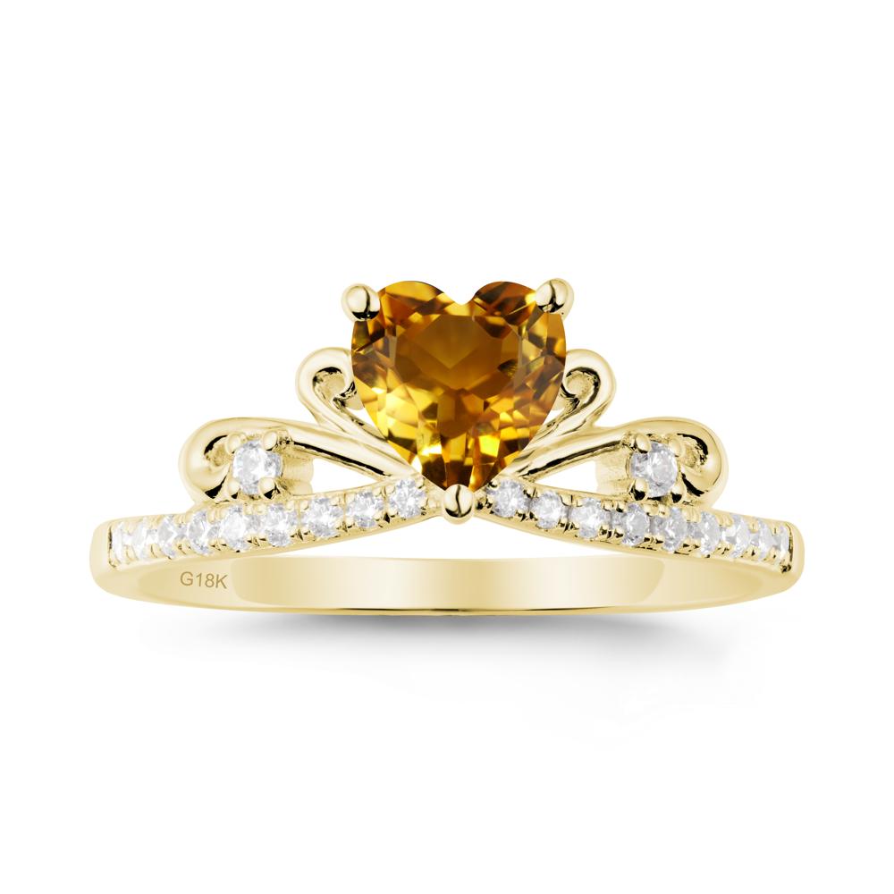 Bowknot Heart Shaped Citrine Promise Ring - LUO Jewelry #metal_18k yellow gold