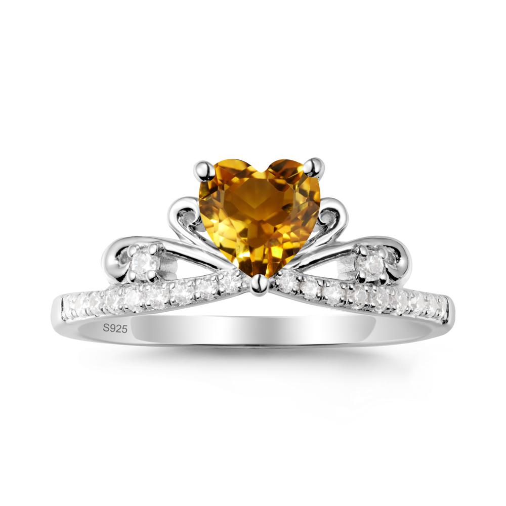 Bowknot Heart Shaped Citrine Promise Ring - LUO Jewelry #metal_sterling silver