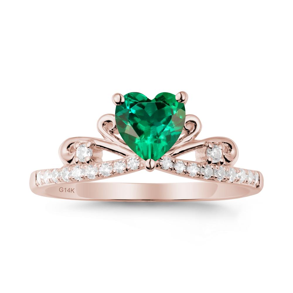 Bowknot Heart Shaped Emerald Promise Ring - LUO Jewelry #metal_14k rose gold