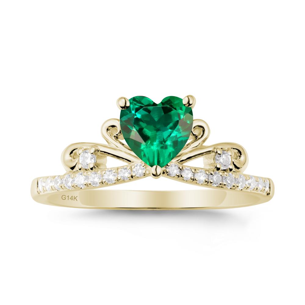 Bowknot Heart Shaped Emerald Promise Ring - LUO Jewelry #metal_14k yellow gold