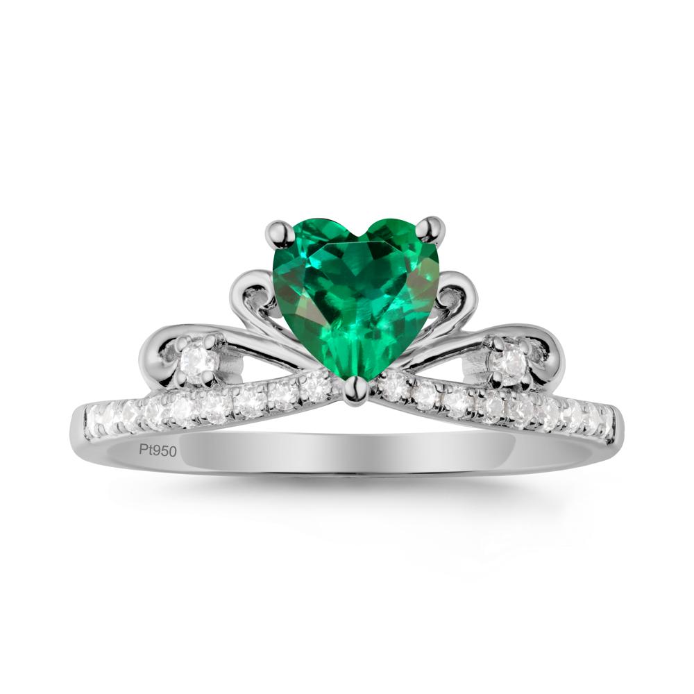 Bowknot Heart Shaped Emerald Promise Ring - LUO Jewelry #metal_platinum